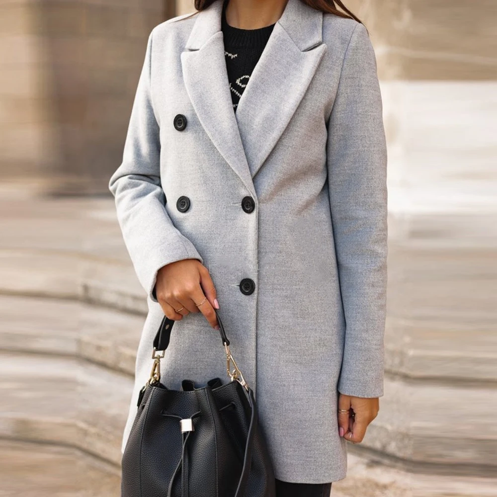 LOOZYKIT новые тонкие полушерстяные пальто женские с длинным рукавом с отложным воротником верхняя одежда куртки повседневные осенние зимние однотонные шерстяные пальто
