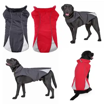 

Padded Fleece Dog Coat Reflective Winter Warm Jacket High Heat Shrinking Collar Waterproof Clothes with Traction Hole