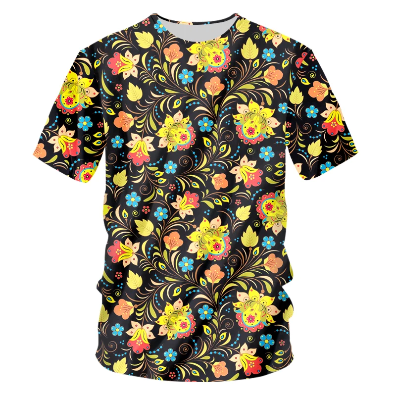 IFPD EU Size Flower Pattern 3d Printed Tshirt Hip Hop Fashion Loose Short Sleeve Anime Plant T Shirt Harajuku Men Tops Clothing