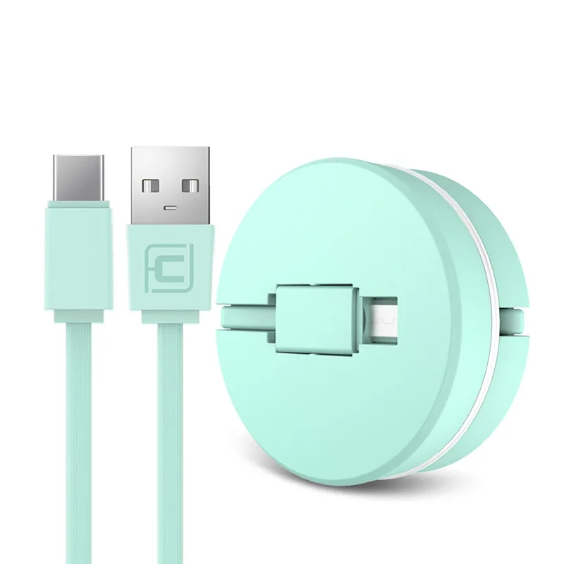 Cafele usb type C для Xiaomi A1 выдвижной кабель type C зарядный передающий данные кабель синхронизации usb type-C для samsung S8 100 см - Цвет: Зеленый