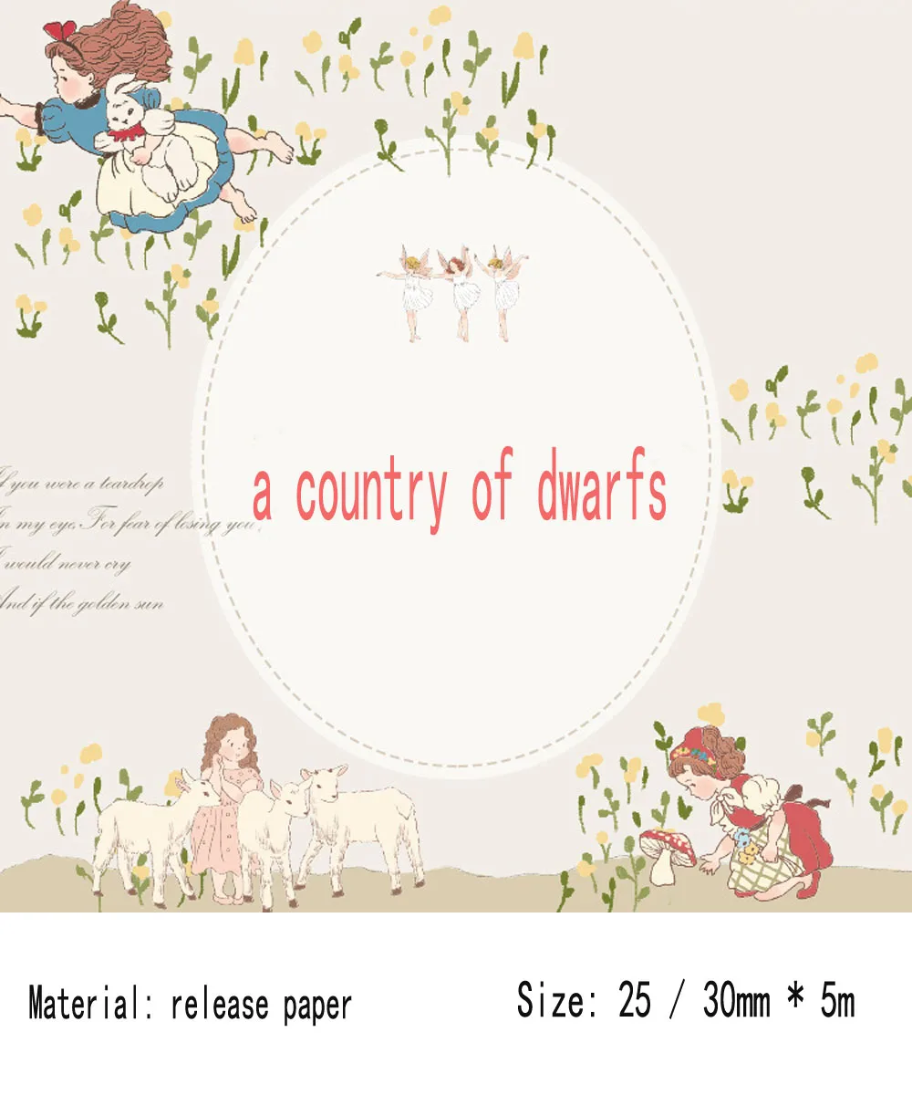 WOKO 25mm/30mm Dream Fairy Tale Diary Washi Tape Cute Shepherd Girl/Alice/Magic Rabbit/Forest Elf Masking Tape DIY Scrapbooking