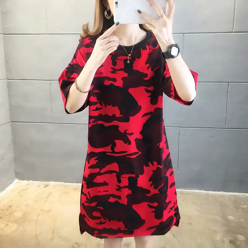 womens red shirt dress