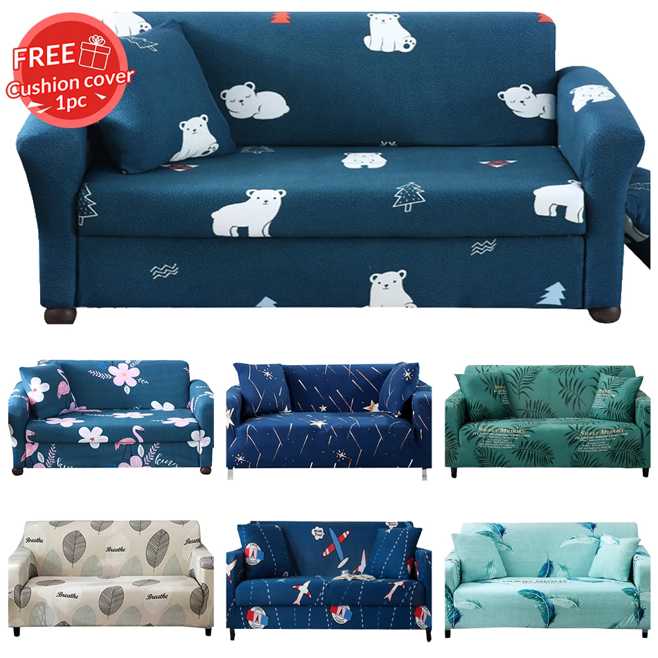 Green Leaf Sofa Cover Polyester Set Elastic Couch Covers for Living Room cubre sofa armchair cover 1/2/3/4-Seater 1PC | Дом и сад