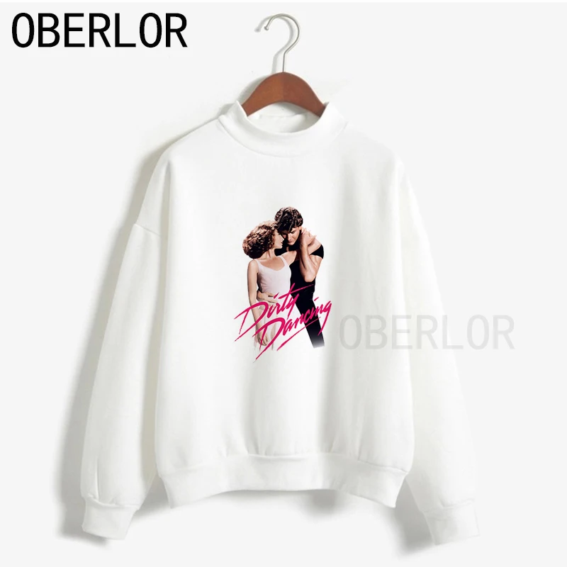 Tops blancos de manga larga con cuello redondo para mujer, Jerséis de mujer, sudaderas con estampado de arte romántico y baile sucio, ropa para mujer