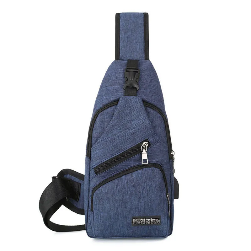 KUBUG модная мужская USB перезаряжаемая наружная нагрудная сумка для верховой езды нагрудная сумка повседневная сумка на плечо походная сумка через плечо - Цвет: Синий