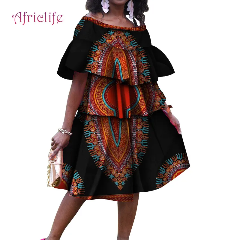 Африканские платья для женщин модное хлопковое Повседневное платье Анкара печать воск традиционная одежда размера плюс кекс платье WY4746 - Цвет: 15