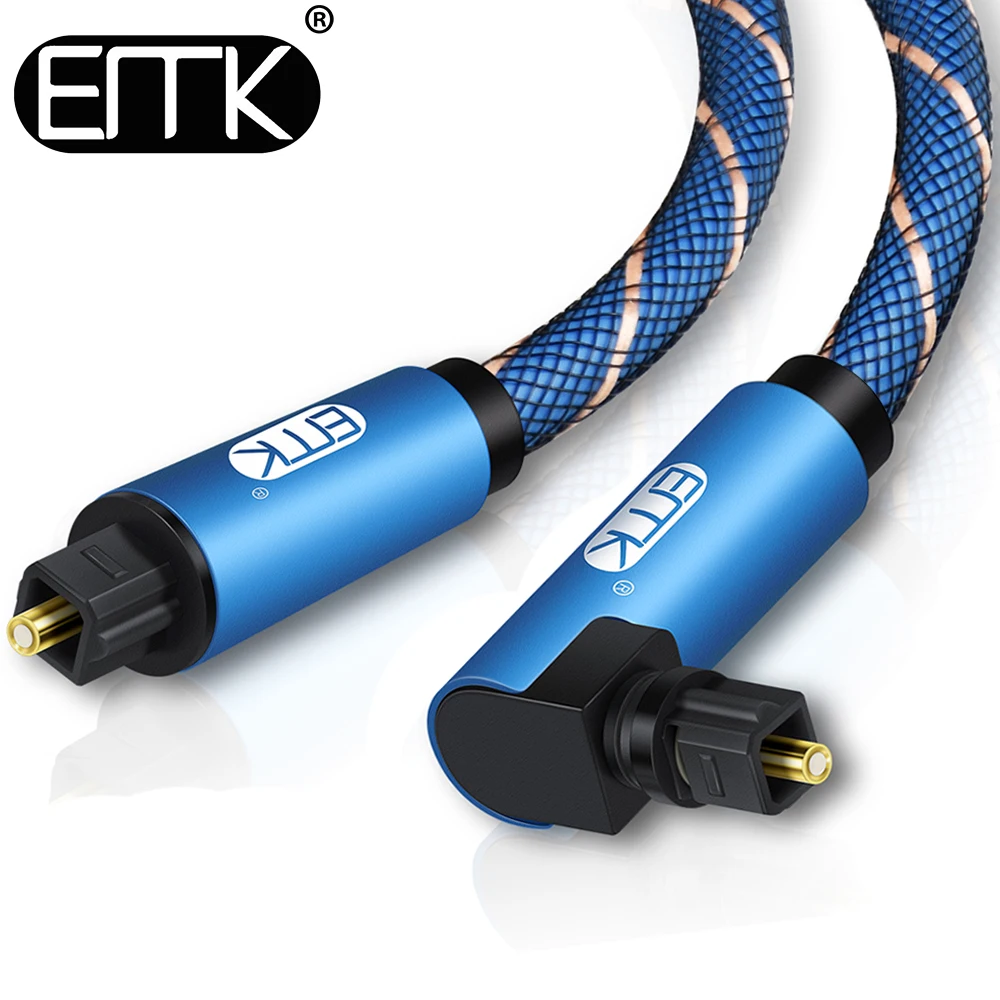 

EMK 90 Degree Optical Cable Right Angle Digital Sound SPDIF Fiber Optical Audio Toslink Cable with braided jacket 1m 2m 3m 5m