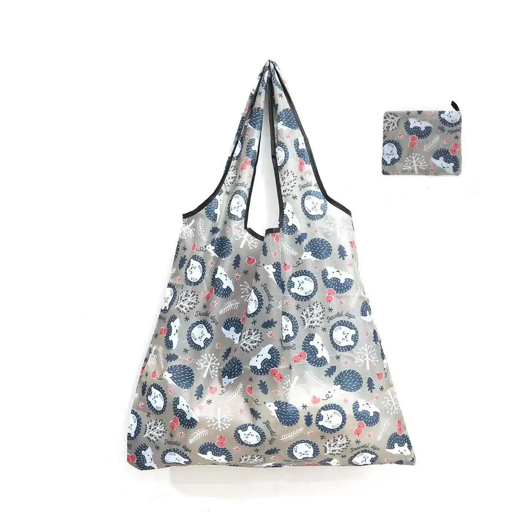 Reusable thick supermarket shopping bag Fashion print Oxford fabric tote large foldable grocery bag 6