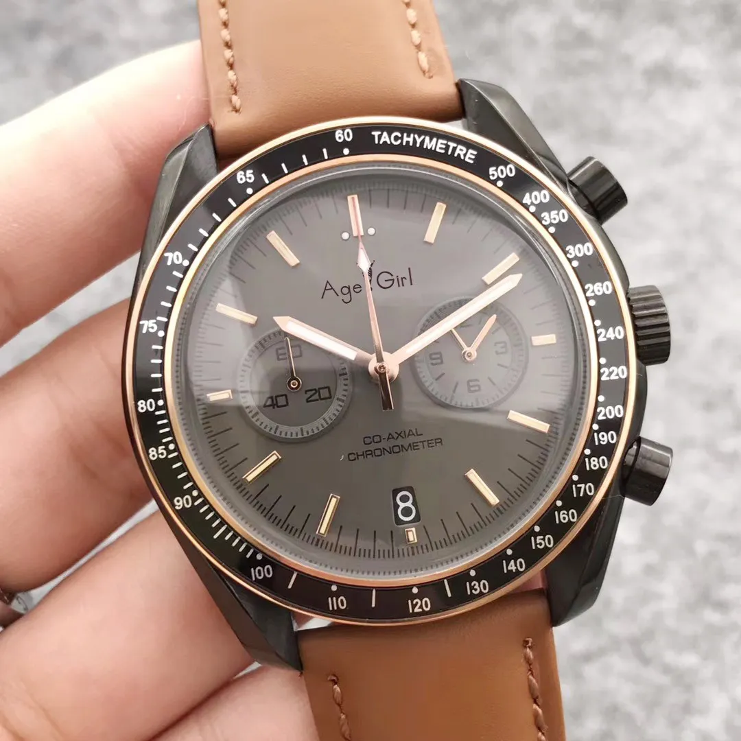 

Luxury Brand New Men Watch Speed Japanese OS2 Stainless Steel Chronograph Sapphire Canvas Black Leather Ceramic Bezel Sport AAA+