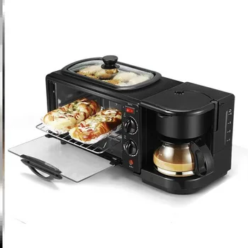 

CUKYI 3 In 1 Electric Breakfast Machine Multifunction Coffee maker frying pan mini oven household bread pizza oven frying pan