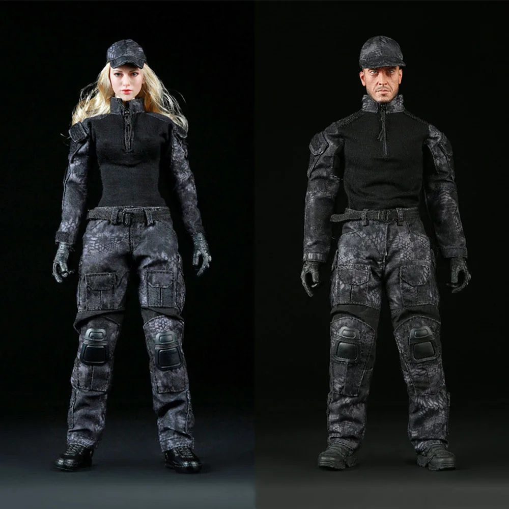 

Fire Girl 1/6 Black Python Camouflage Combat Uniforms FG005 FG006 for 12inch Ph Hottoys Action Figure DIY