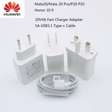 huawei Honor magic 2 Supercharge USB быстрое зарядное устройство 10 в 4A 40 Вт адаптер 5A type C кабель для Honor 10 Magic 2/P20 P30 pro