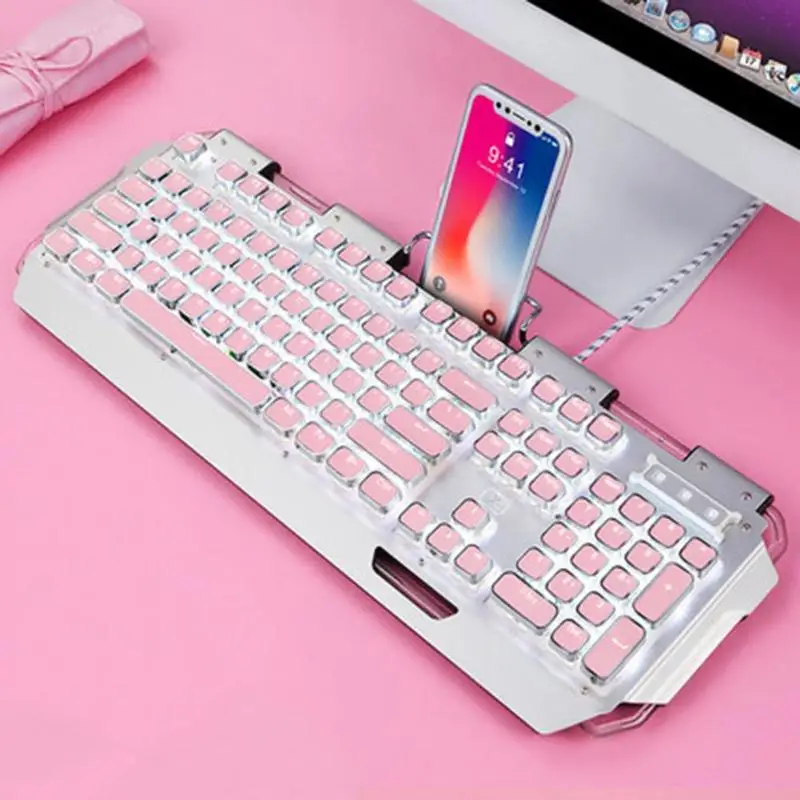 K520 104 клавиш синий переключатель USB Проводная Механическая клавиатура для компьютера для геймеров на ПК равномерная высота передачи света Точная