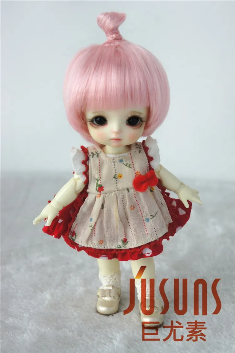 JD363 1/12 1/8 Мода BJD синтетический, мохеровый, для куклы парики Симпатичные Updo кукольные волосы Размер 3-4 дюймов 5-6 дюймов кукольный парик аксессуары - Цвет: 5-6inch Pink SM65