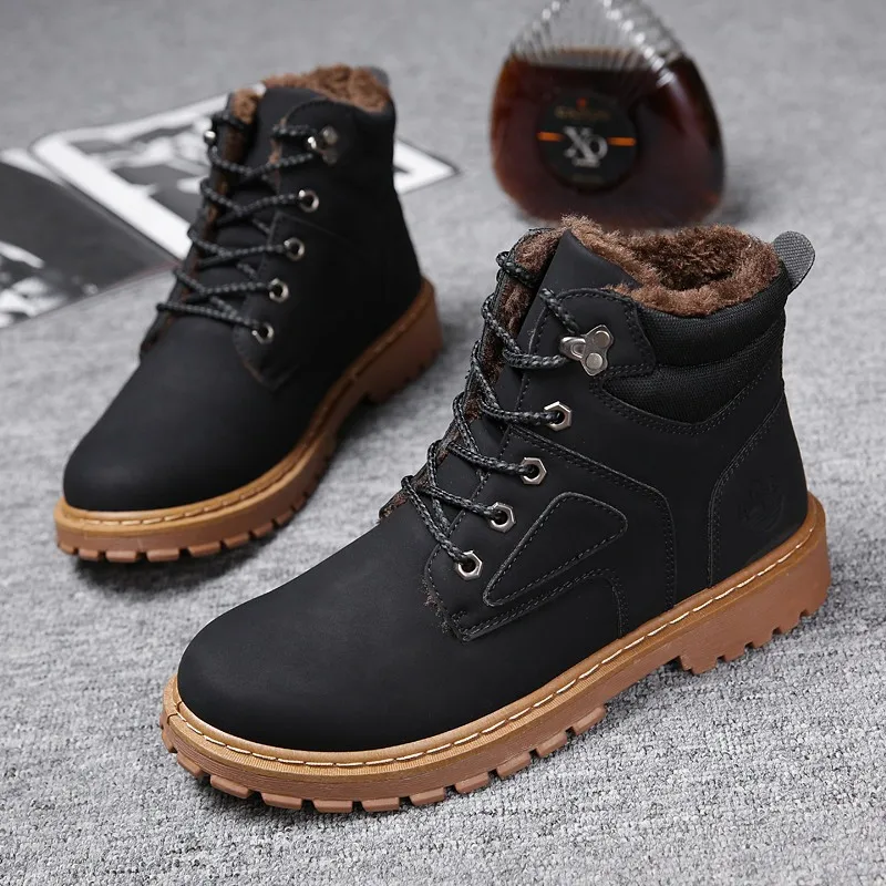 

Men Boots Winter Martin Booties Botas Hombre Ankle Motorcycle Shoes Man Casual Sneakers Top Brand Plush Warm Male Footwear Adult