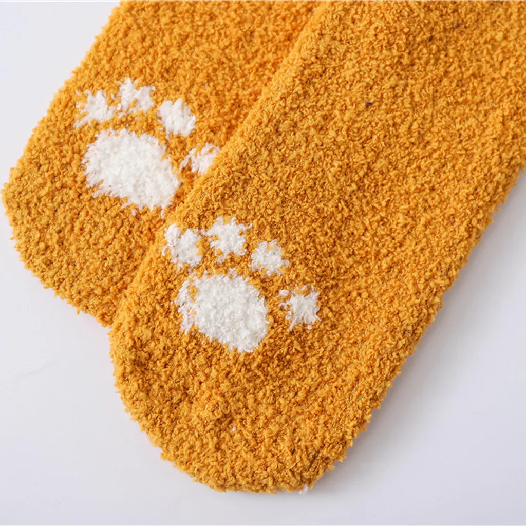 Winter Women Socks Cartoon Puppy Coral Fleece Floor Socks Lovely Thickening Cotton Middle Socks Keep Warm Socks Christmas Gifts