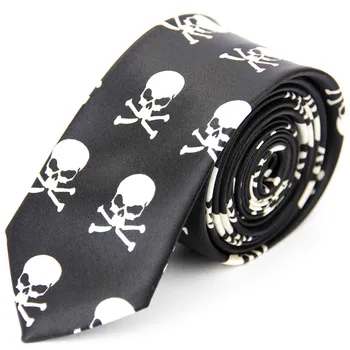 

New Ties for Men 5cm/2inches Mens Wedding Accessories Printed Pattern Casual Slim Necktie Skull Color Black White Red Tie