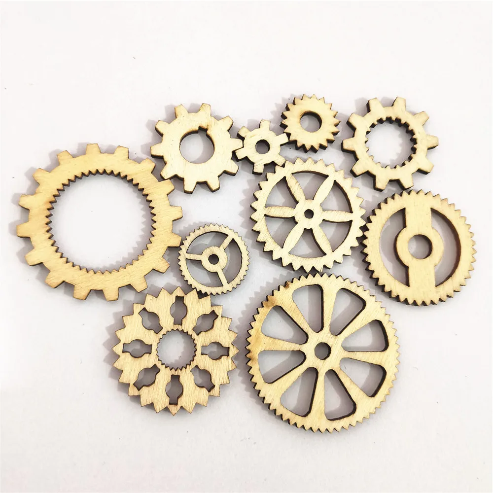 Details about  / 50Pcs Natural Wood Decor Wall Gear Craft Decoration Furniture Mixed Wheel Gear H