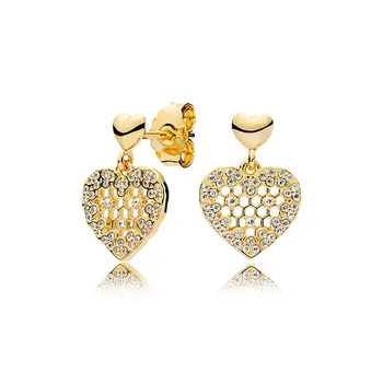 

Sparkling Hollow Heart Drop Earrings For Woman S925 Silver Angel Wing Ear Studs Fashion Girl's Guardian Wing Jewelry Accessories