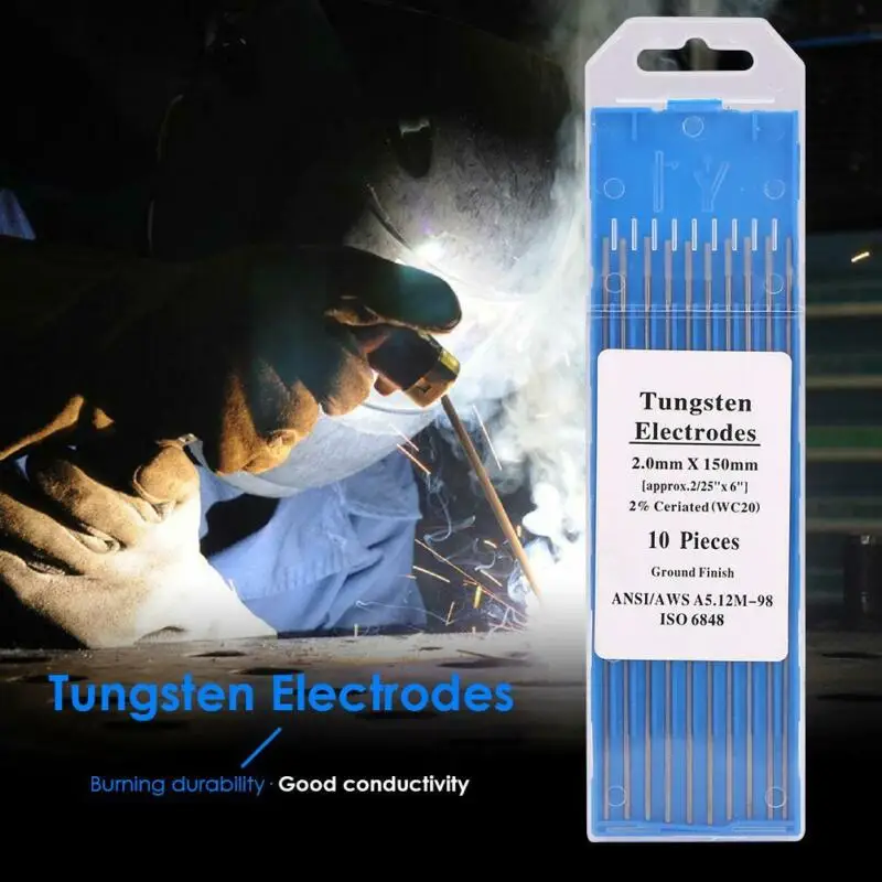 

10pcs WC20 Cerium Tungsten Electrode Rods Grey Head Tool For Tig Welding Machine 1.0/1.6/2.0/2.4/3.0/3.2mm grey head 150mm/5.91
