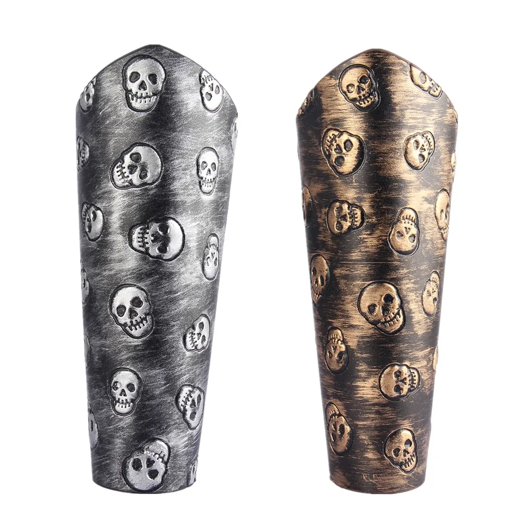 PU Leather Cuff Archery Arm Guards Bracers Medieval ArmorGothic Skull Gauntlet Wristband