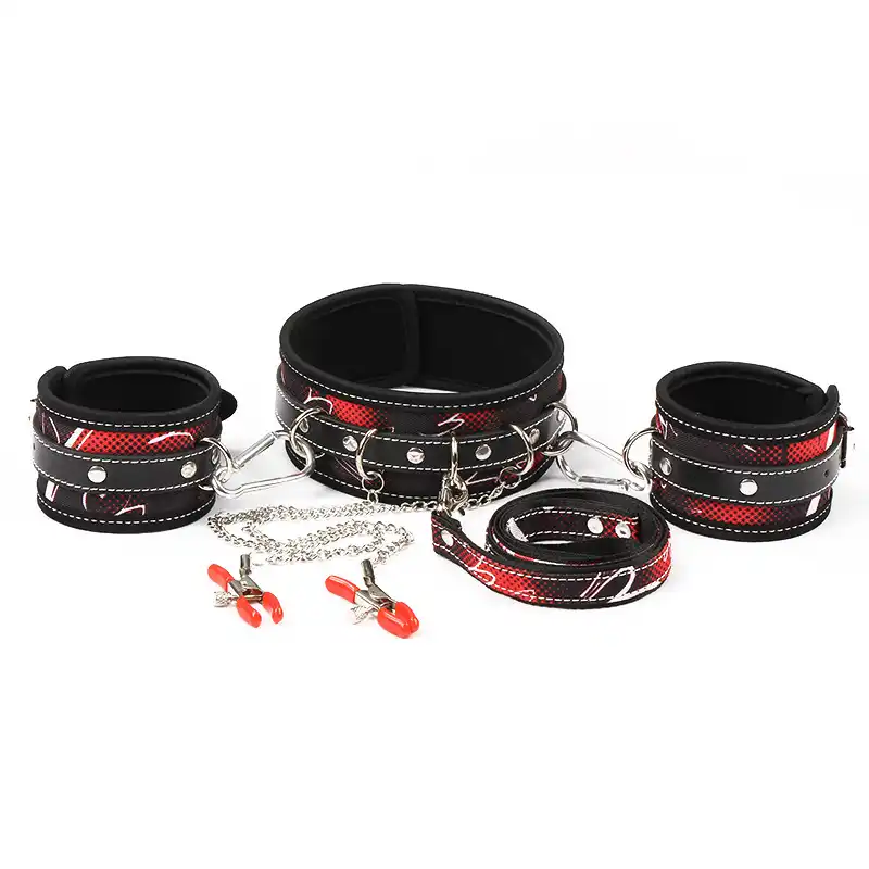 meselo neck collar wrist cuffs body restraints set bdsm bondage