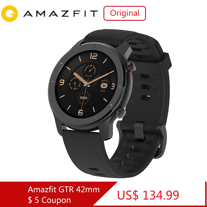 

Global Version Amazfit GTR 42mm Smart Watch little dial plate 5ATM Smartwatch 12Days Battery Music Control For Android IOS