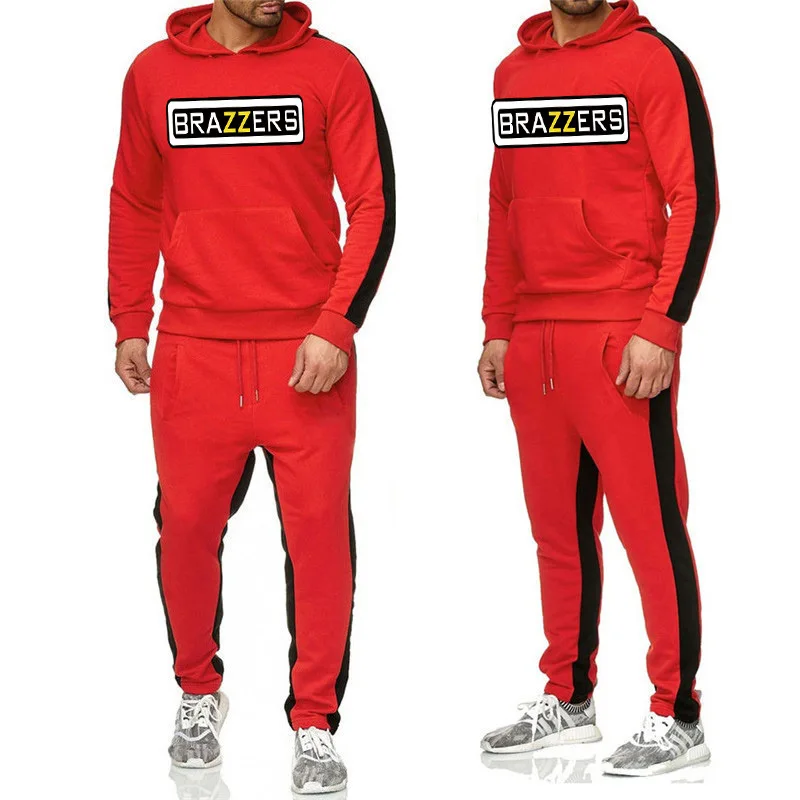 Europe And America New Style MEN'S Pullover Hooded brazzer Printed MEN'S Hoodie Leisure Sports Suit