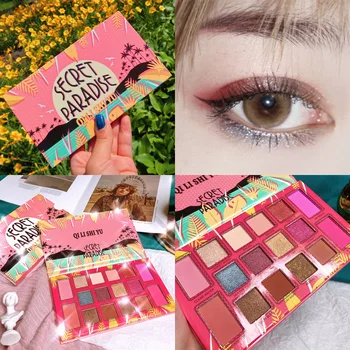 

Secret Paradise 16 Colors Shimmer Matte Eyeshadow Palette Creamy Makeup Palette Glitter Metallic Waterproof Eyeshadow Pallete