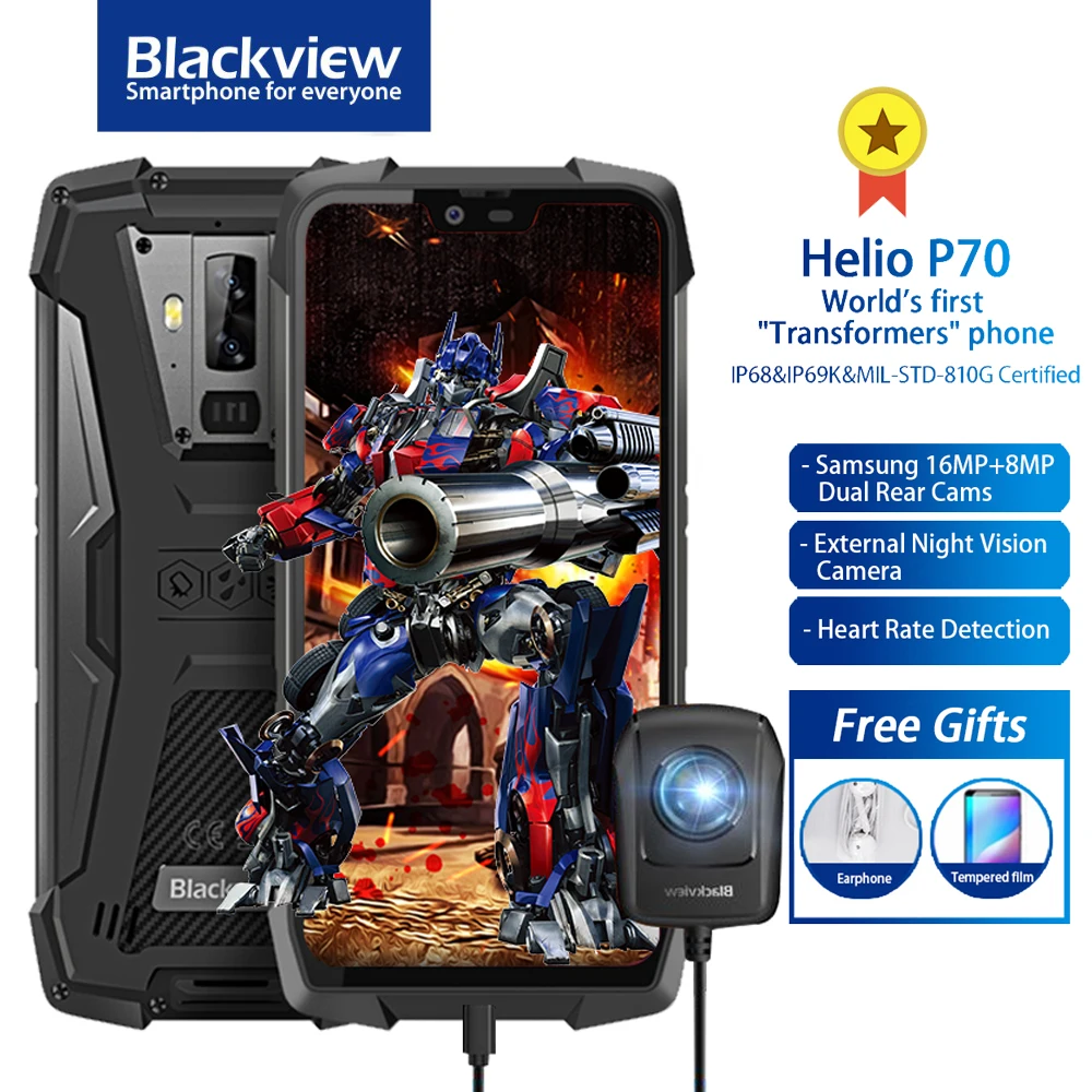 Смартфон Blackview BV9700 Pro защищенный IP68/IP69K 6 + 128 ГБ 5 84 дюйма Android 9 0 16 8 МП|Смартфоны| |