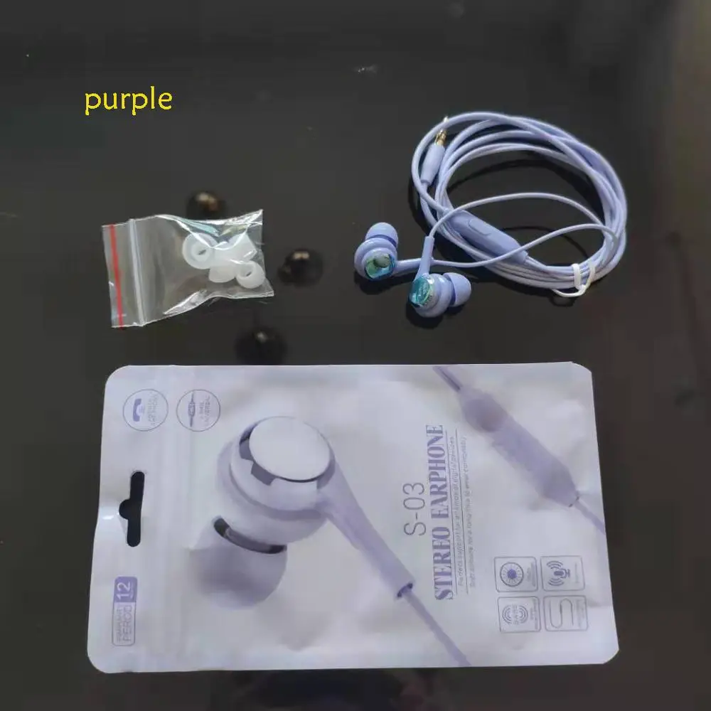 purple Дешевые 3,5 мм наушники стерео аудио разъем кабель стерео музыка гарнитура для мобильного телефона Универсальный проводной в ухо наушники с микрофоном - Цвет: purple