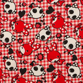 

1 yard Cotton Fabric for sewing pathwork, dress, cloth, bedding - Panda and Rabbit (width=145cm)