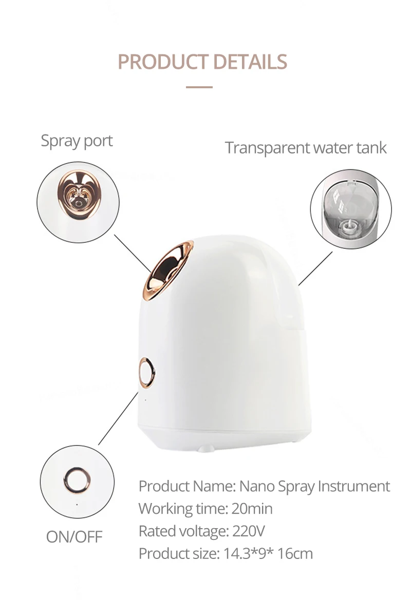 Нано-ионный отпариватель для лица с горячим распылителем, ионный паровой распылитель для лица, инструмент для увлажнения лица, увлажнитель, красота, спа