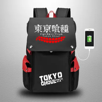 

Anime Tokyo Ghoul Kaneki Ken backpack Bags cosplay Oxford Bag studet schoolbag for men women USB Travel Mochilas