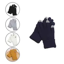 Great Well-fitted Touch-screen Friendly Elastic Wrist Unisex Solid Mittens Cycling Gloves Knitted Gloves 1 Pair