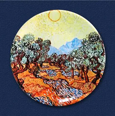 Европейская Ван Гог Картина маслом Тарелка декоративная настенная тарелка декоративная керамика Тарелка фарфоровая тарелка, украшение - Цвет: 34