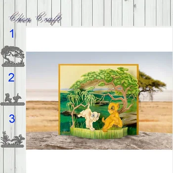 

Big tree lawn lion brother Metal Cutting Dies Frame for DIY Scrapbooking Card Album Embossing Crafts Die Cut New