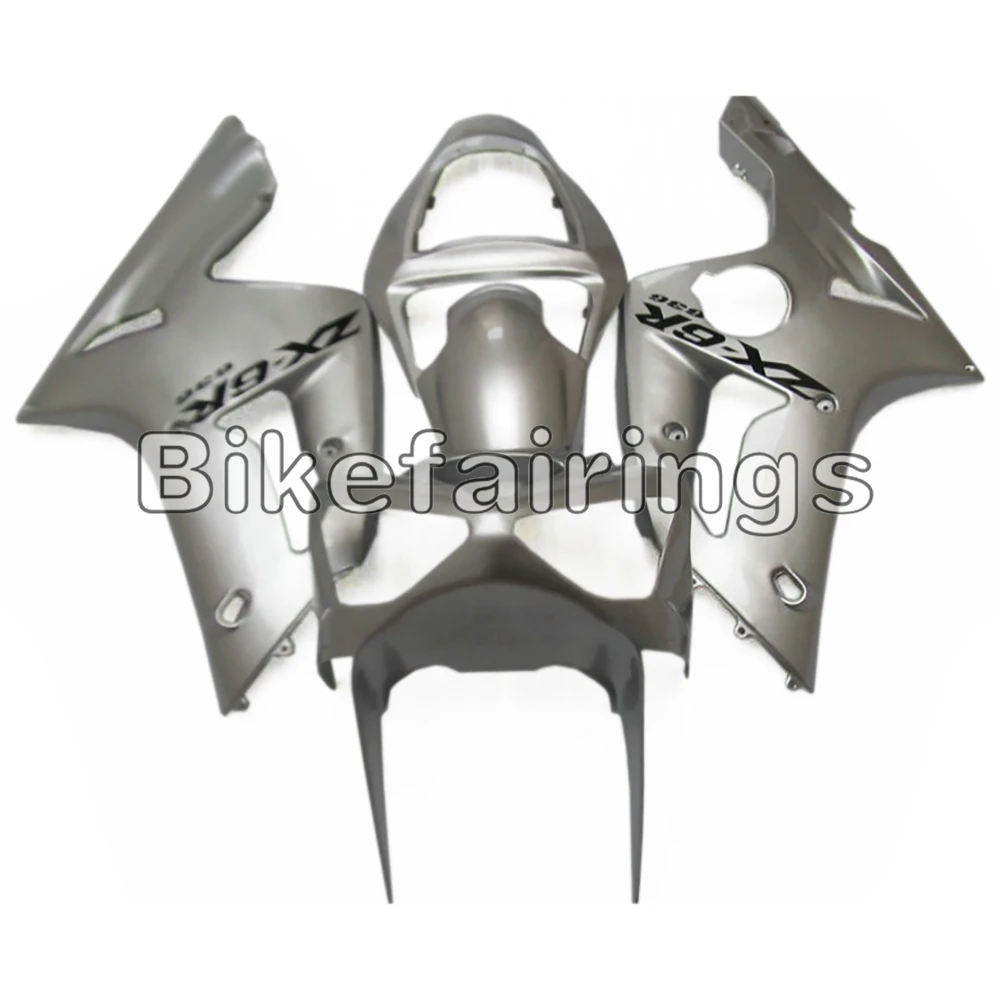 Весь серебряный и черный наклейки капоты для ZX-6R 2003 2004 ZX636R 636 03 04 ABS Пластик