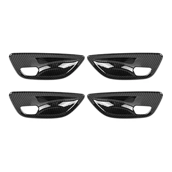 

4Pcs Carbon Fiber Interior Door Handle Bowl Cover Trim For-BMW 5 Series F10 2011-2016