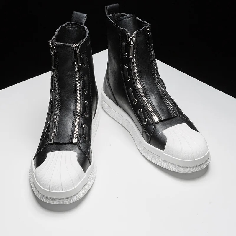 

Ozhouzhan MEN'S Shoes Autumn And Winter Popular Brand Zipper plus Velvet High-top Board Shoe Men's Cool Hip Hop Men's Boots Hair