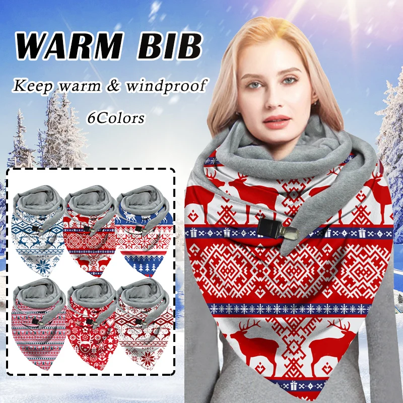 

Christmas Deer Print Button Scarves Winter Women Soft Wrap Warm Shawls Winter Windproof Warm Scarf Fashion echarpe hiver femme