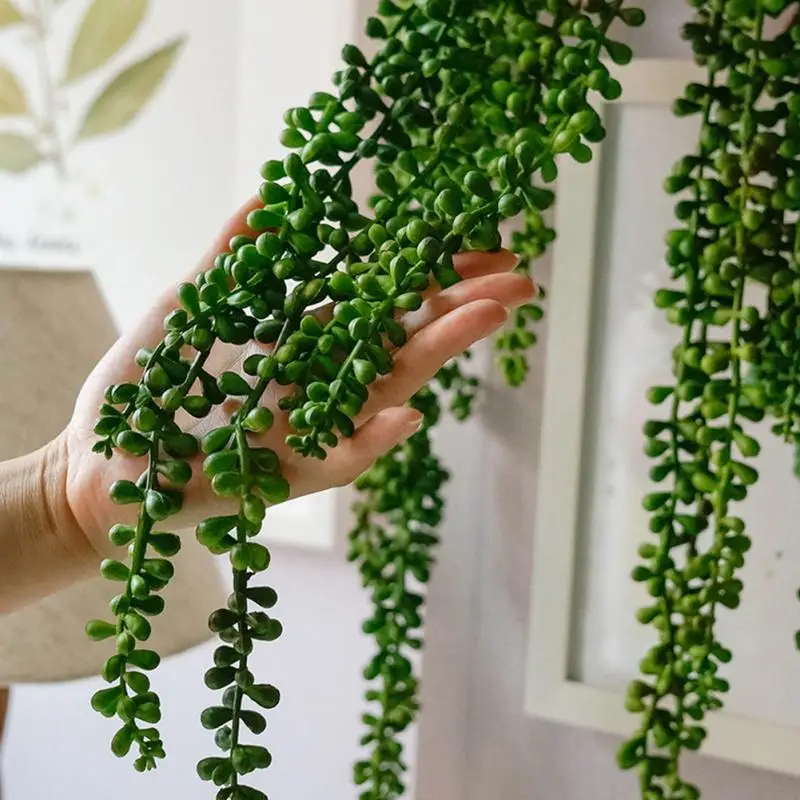72CM Home Decor Fake Artificial Soft Plastic Plant String Green Simulation Succulents Wall Hanging