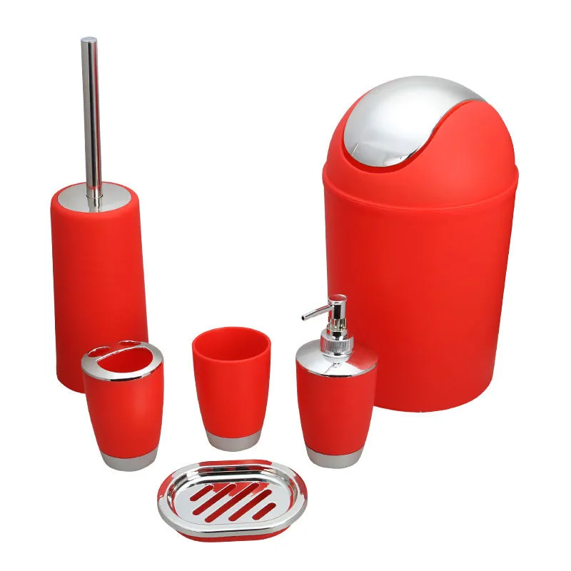 6Pcs/set Plastic Bathroom Suit Bath Accessories Cup Toothbrush Holder Soap Dish 