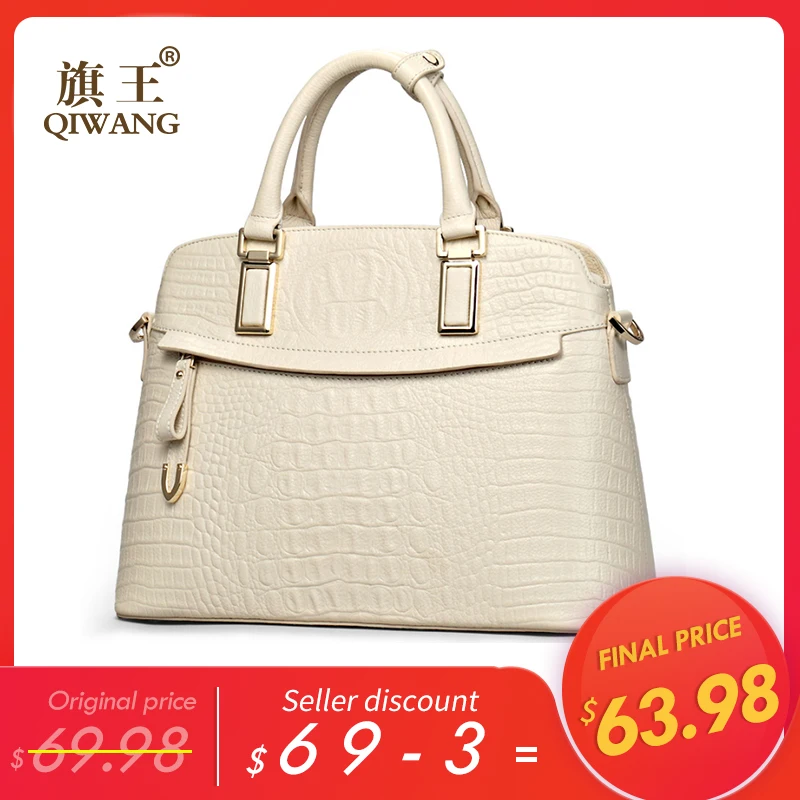  Qiwang Crocodile Ladies Hand Bags 2019 Elegant Top-handle Bag Women Handbag Designer Brand 100% Gen - 32412033525