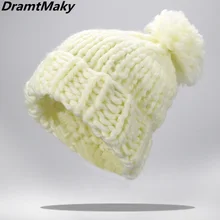 Зимняя Брендовая женская шапка с помпонами, зимняя женская шапка для девочек, вязаная шапка, шапка с толстой линией, женские шапки