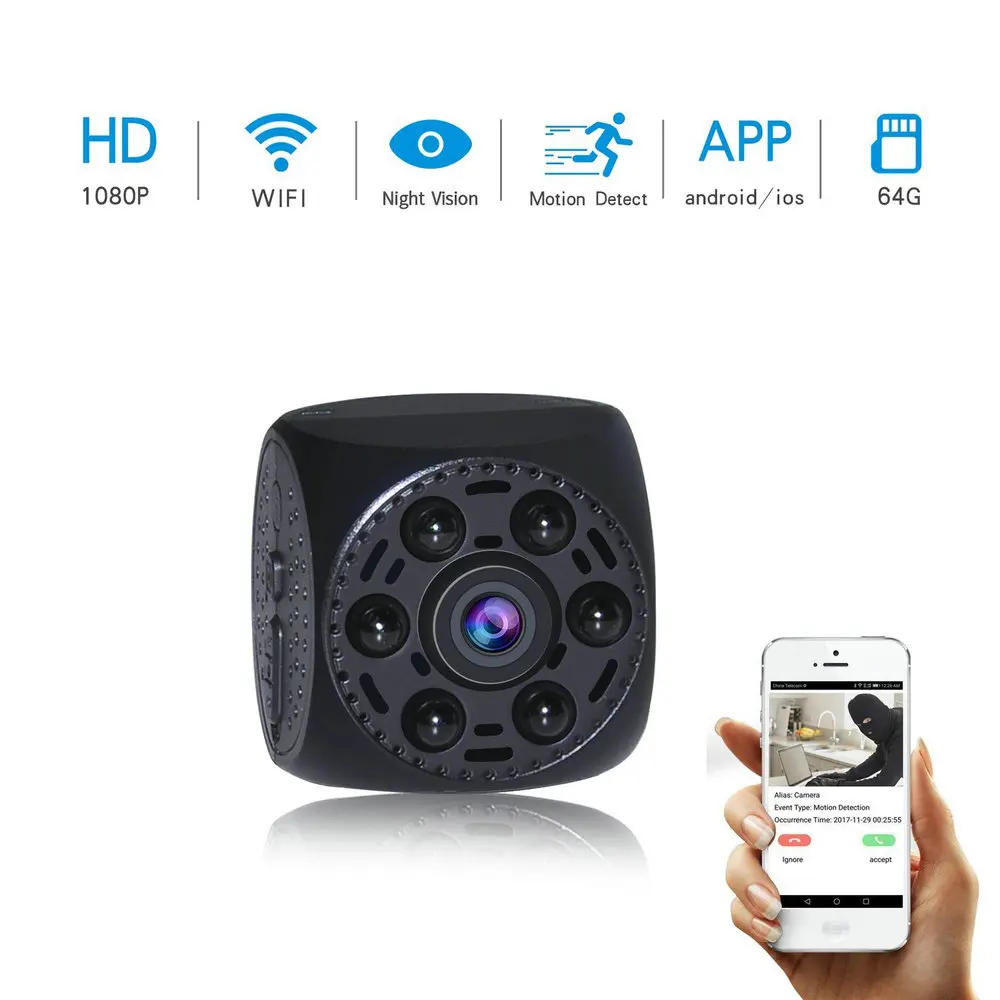 

1080P HD Mini WIFI Camera Wireless Sensor Night Vision Camcorder Motion DVR Sport Home Security-Camera Remote Motion Detection