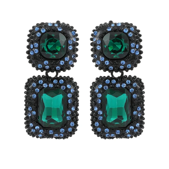 Ztech New Green Series Set Earrings Designer Jewelry Crystal Tassel Za Accessories Handmake Statement Bijoux Pendientes Brincos E1114