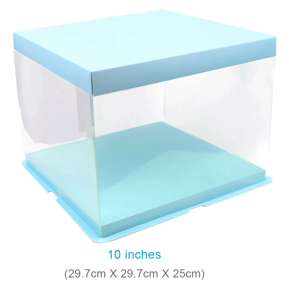 NICEYARD прозрачная подарочная коробка для кексов с прозрачным квадратным коробки для тортов и пирожных Свадебная вечеринка торт, 1 шт. в партии, 6/8/10 дюймов PET конфеты коробки для тортов и пирожных - Цвет: 10 inch Double layer