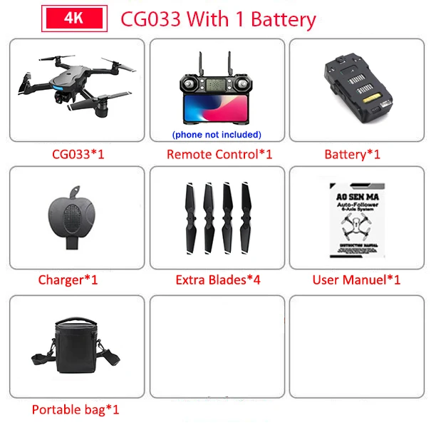 CG033 бесщеточный FPV Квадрокоптер с 4K UHD Wifi Gimbal камера RC вертолет складной Дрон gps Дрон детский подарок VS F11 ZEN K1 - Цвет: 1b BAG