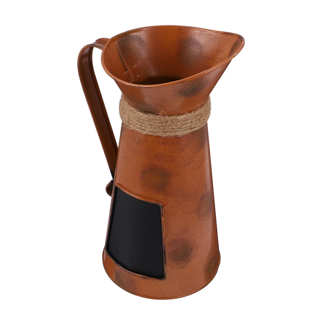 Iron Coffee Pitcher with Blackboard Dried Flower Container Desktop Decoration for Balcony Living Room (Orange) | Дом - Цена: 
